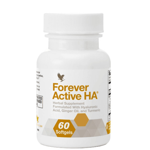 Forever Active HA by Forever Living — Hyaluronic acid, which cushions the spaces between cells and depletes with age, in an absorbable softgel