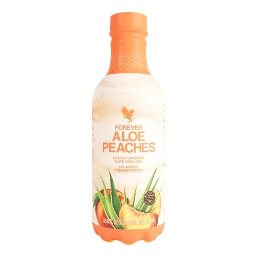 Forever Aloe Peaches by Forever Living — Aloe vera drink with peach flavor. 33.8 fl oz / 1 Liter